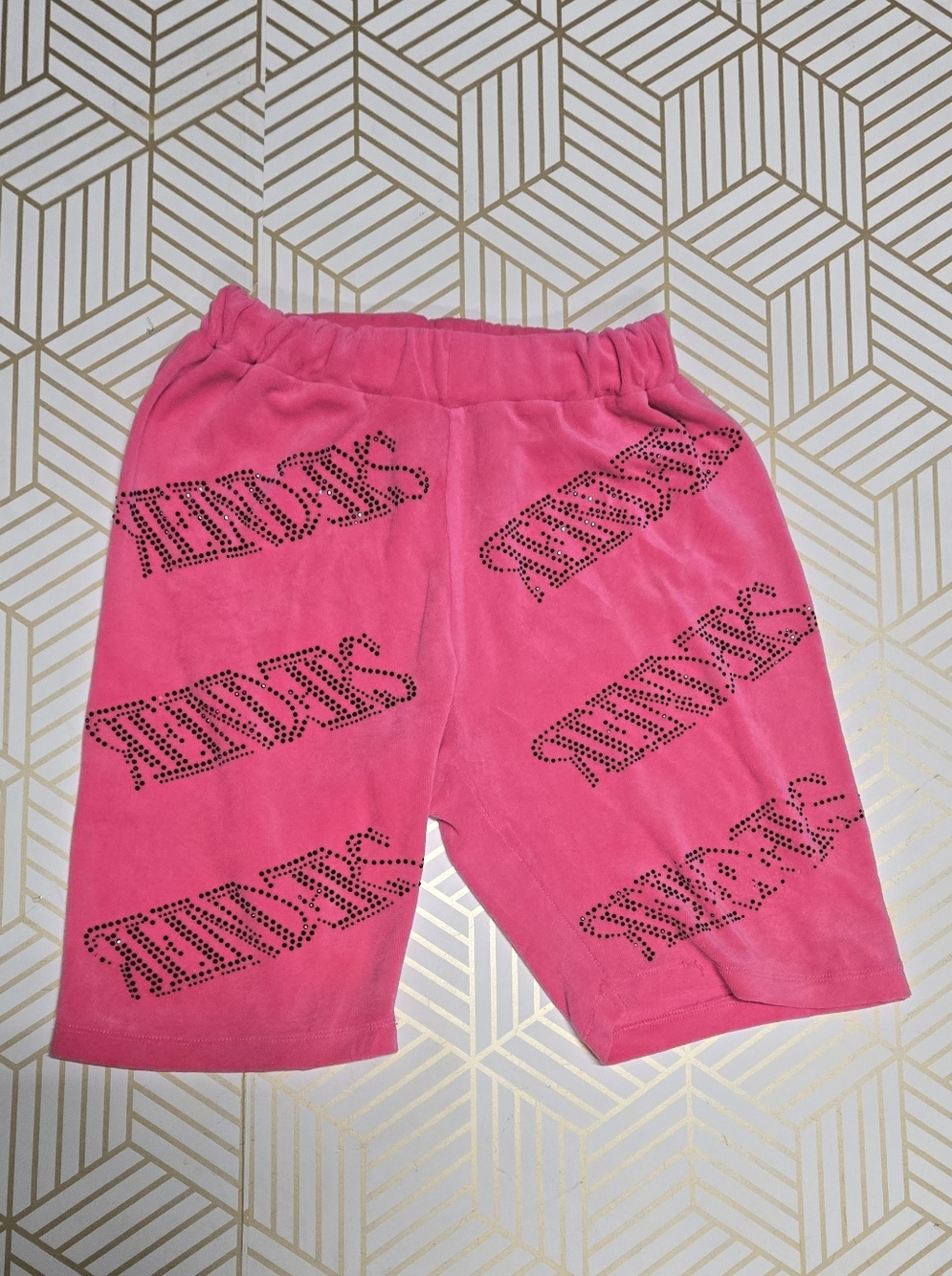 Pink Reinders sweatshorts with rhinestone logo large